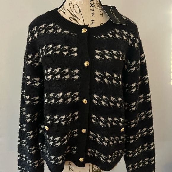 Oliver. O Women’s Cardigan Sweater. Black and White. New with tags. Large. - Picture 1 of 7